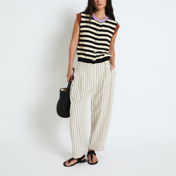 SOPHIE + LUCIE Marinero Knitted Striped Sailor Vest in Black