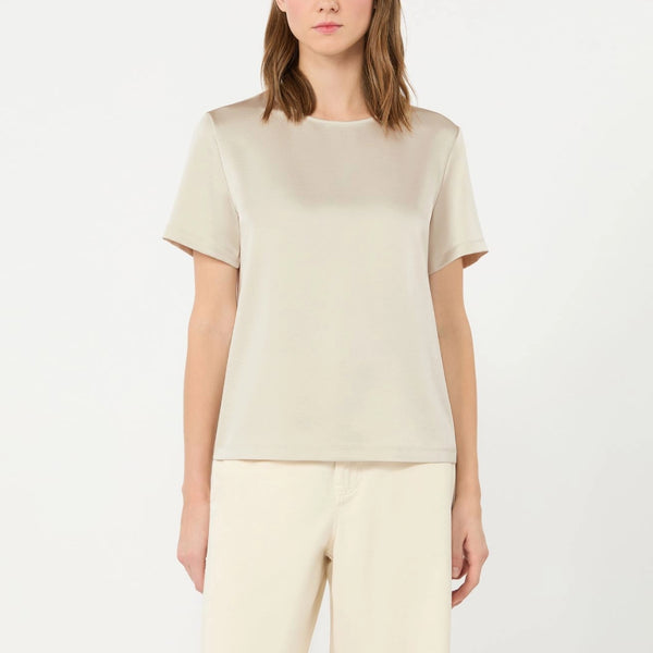 WEEKEND MAX MARA WKDGilbert Satin Crewneck T-Shirt in Ivory