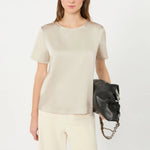WEEKEND MAX MARA WKDGilbert Satin Crewneck T-Shirt in Ivory