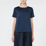WEEKEND MAX MARA WKDGilbert Satin Crewneck T-Shirt in Navy