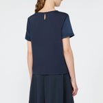WEEKEND MAX MARA WKDGilbert Satin Crewneck T-Shirt in Navy