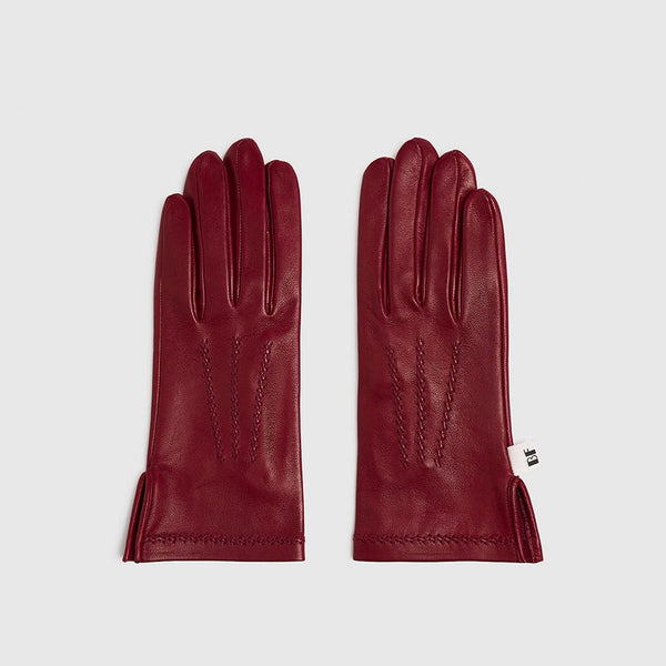 BEATRIZ FUREST Riven Leather Gloves in Scarlet