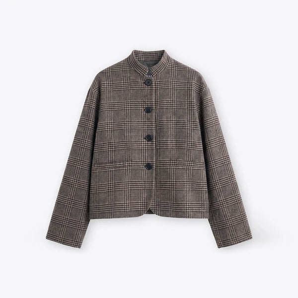 ROSSO35 Tweed Wool Jacket in Beige/Black
