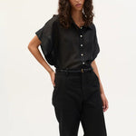 BEATRIZ FUREST Rebeca Short Sleeve Shirt in Black