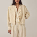 MAISON HOTEL Otelo Linen Jacket in Ivory Whisper