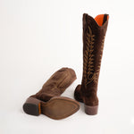 PENELOPE CHILVERS Blanca Suede Embroidered Boot in Bitter Chocolate