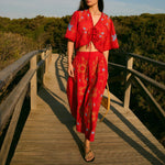 SOPHIE + LUCIE Amapola Embroidered Skirt in Red