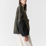 MARFA STANCE Parachute Silk Nylon Bomber Jacket in Pale Olive/Oyster