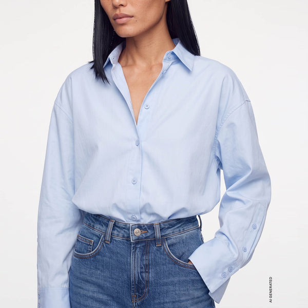 MOS MOSH MMWinola Cotton Twill Shirt in Light Blue
