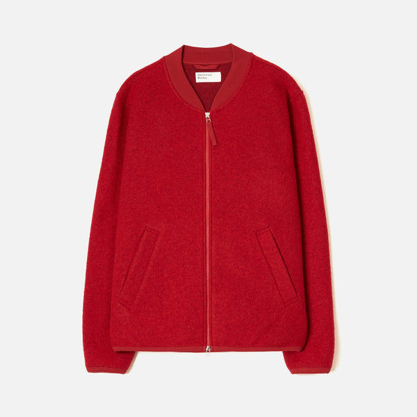 UNIVERSAL WORKS Zip Bomber Jacket in Scarlett