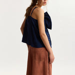 ESSENTIEL ANTWERP Jogs Large Bow Babydoll Top in Patriot Blue