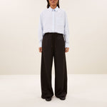 BY-BAR Pelle Pin Stripe Wide Leg Trousers in Brown