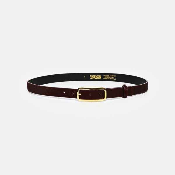 ESSENTIEL ANTWERP Klub Textured Leather Belt in Brown