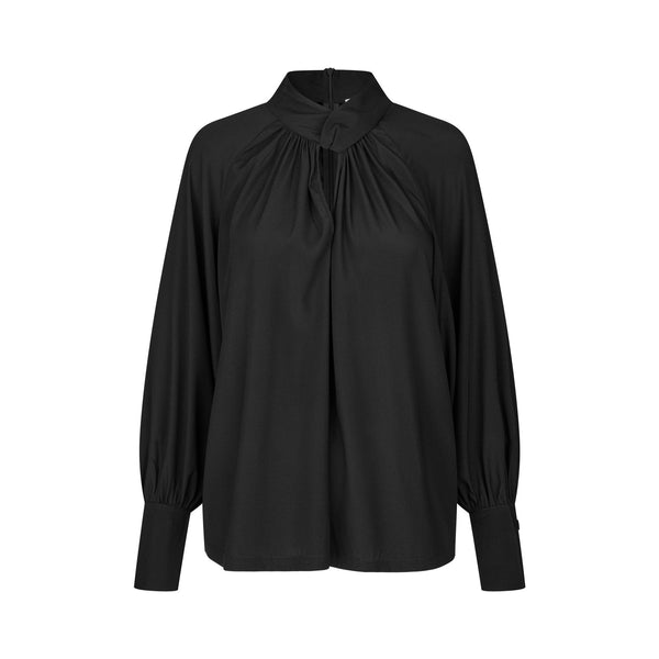 DEA KUDIBAL MadelaineDEA Silk Blouse with Drape Detail in Black