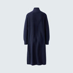 OUI Quarter Zip Funnel Neck Midi Dress in Dark Blue