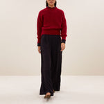 BY-BAR Benji Wide Stripe Long Trousers in Wine