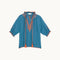 M.A.B.E Talia Embroidered Short Sleeve Top in Blue/Orange