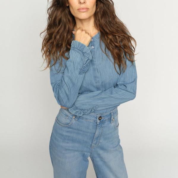 MOS MOSH MMMattie Flip Denim Shirt in Mid Blue