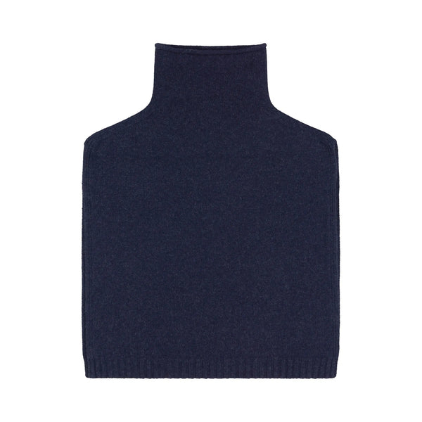 QUINTON & CHADWICK Funnel Neck Lambswool Poncho in Navy