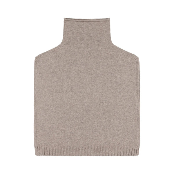 QUINTON & CHADWICK Funnel Neck Lambswool Poncho in Taupe
