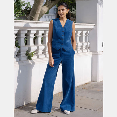 CEFINN Wyatt Corduroy Waistcoat in Blue