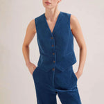 CEFINN Wyatt Corduroy Waistcoat in Blue