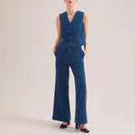 CEFINN Wyatt Corduroy Waistcoat in Blue