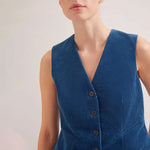 CEFINN Wyatt Corduroy Waistcoat in Blue