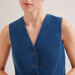 CEFINN Wyatt Corduroy Waistcoat in Blue