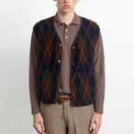 EDMMOND STUDIOS Atelier Button Down Wool Vest in Plain Brown