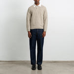 EDMMOND STUDIOS Paris Polo Shirt Collar Jumper in Plain Taupe