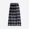 VILAGALLO Long Tartan Kilt Skirt in Grey/Navy
