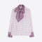 VILAGALLO Niki Check Shirt with Tie Neck in White/Red