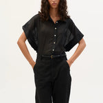 BEATRIZ FUREST Rebeca Short Sleeve Shirt in Black