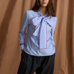 SOPHIE + LUCIE Luciana Cotton Poplin Shirt in Blue