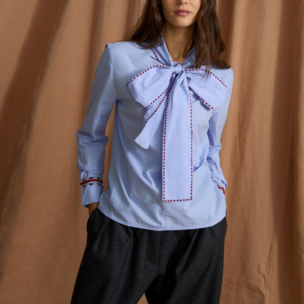 SOPHIE + LUCIE Luciana Cotton Poplin Shirt in Blue