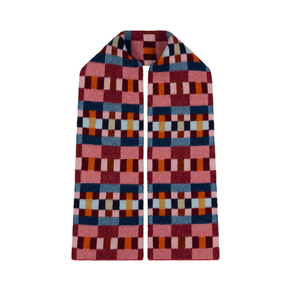 QUINTON & CHADWICK Brushed Block Scarf  in Autumn Berry