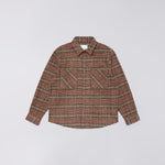 EDWIN Julius Check Long Sleeve Shirt in Burgundy/Blue