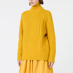 WEEKEND MAX MARA WKSSarong Wool Yarn Turtleneck Aran Jumper in Yellow