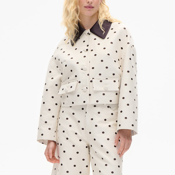 BAUM UND PFERDGARTEN Bebeth Cropped Jacket in Egret Creme Dot