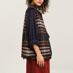 SACRECOEUR Antonia Check Reversible Wool Vest in Blue