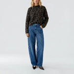 OUI Leopard Print Jumper in Dark Brown/Grey-Black