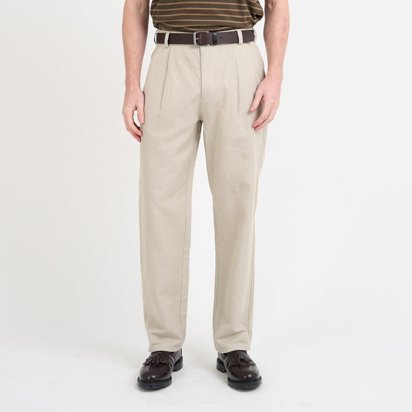 OLIVER SPENCER Morton Pleated Trousers in Wilkes Sand