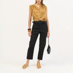 BEATRIZ FUREST Alice Sleeveless Blouse in Yellow/Brown