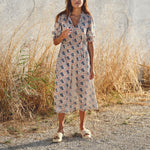 M.A.B.E Aster Print & Embroidered Midi Dress in Multi