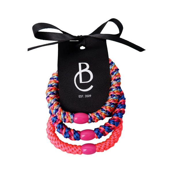 BLACK COLOUR BCKally 3-Pack Hair Elastics in Neon Pink Mix