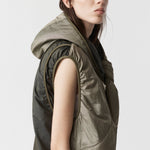 MARFA STANCE Parachute Silk Nylon Vest in Pale Olive/ Oyster