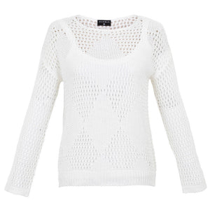 Crochet L/S Top with Vest in White