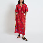 SOPHIE + LUCIE Amapola Embroidered Skirt in Red