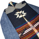 MAISON BADIGO 90s Dark Denim Sleeve Aztec Stripe Jacket in Blue